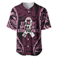 White Ribbon Day New Zealand Baseball Jersey Respect Women Maori Pattern Pink