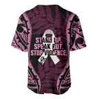White Ribbon Day New Zealand Baseball Jersey Respect Women Maori Pattern Pink