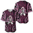 White Ribbon Day New Zealand Baseball Jersey Respect Women Maori Pattern Pink