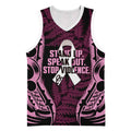 White Ribbon Day New Zealand Basketball Jersey Respect Women Maori Pattern Pink