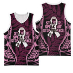 White Ribbon Day New Zealand Basketball Jersey Respect Women Maori Pattern Pink