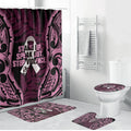 White Ribbon Day New Zealand Bathroom Set Respect Women Maori Pattern Pink
