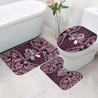 White Ribbon Day New Zealand Bathroom Set Respect Women Maori Pattern Pink