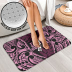 White Ribbon Day New Zealand Bathroom Set Respect Women Maori Pattern Pink