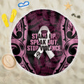 White Ribbon Day New Zealand Beach Blanket Respect Women Maori Pattern Pink