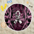 White Ribbon Day New Zealand Beach Blanket Respect Women Maori Pattern Pink