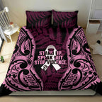 White Ribbon Day New Zealand Bedding Set Respect Women Maori Pattern Pink
