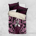 White Ribbon Day New Zealand Bedding Set Respect Women Maori Pattern Pink