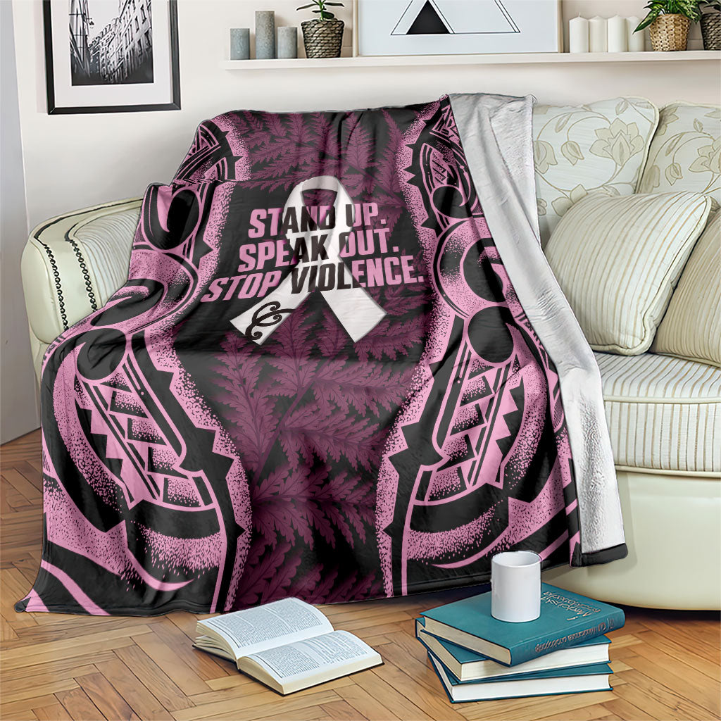 White Ribbon Day New Zealand Blanket Respect Women Maori Pattern Pink