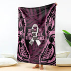 White Ribbon Day New Zealand Blanket Respect Women Maori Pattern Pink