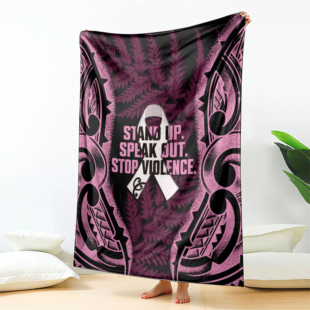 White Ribbon Day New Zealand Blanket Respect Women Maori Pattern Pink