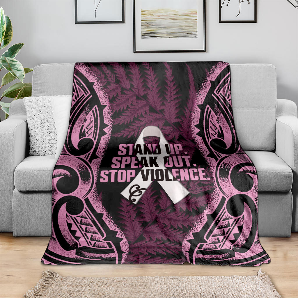 White Ribbon Day New Zealand Blanket Respect Women Maori Pattern Pink