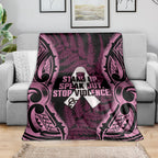 White Ribbon Day New Zealand Blanket Respect Women Maori Pattern Pink