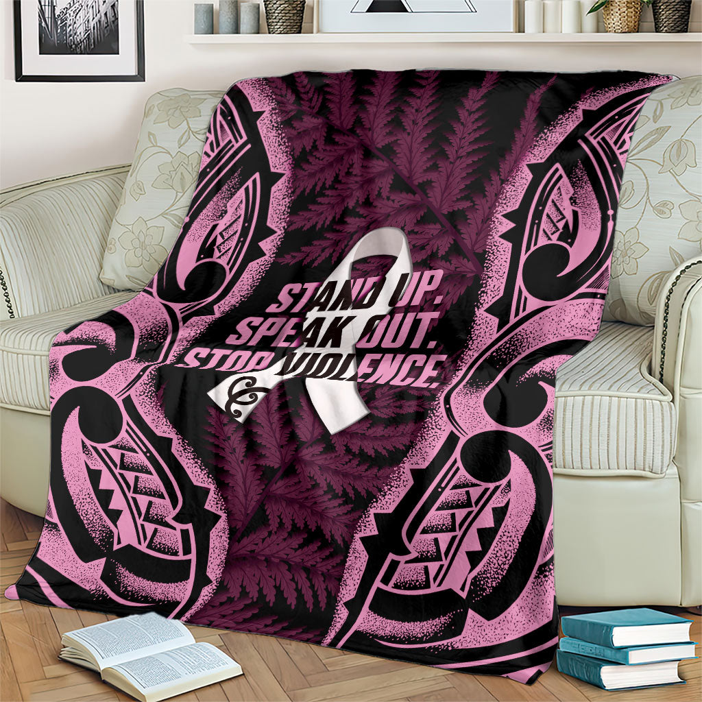 White Ribbon Day New Zealand Blanket Respect Women Maori Pattern Pink