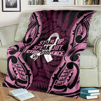 White Ribbon Day New Zealand Blanket Respect Women Maori Pattern Pink