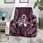White Ribbon Day New Zealand Blanket Respect Women Maori Pattern Pink