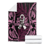 White Ribbon Day New Zealand Blanket Respect Women Maori Pattern Pink
