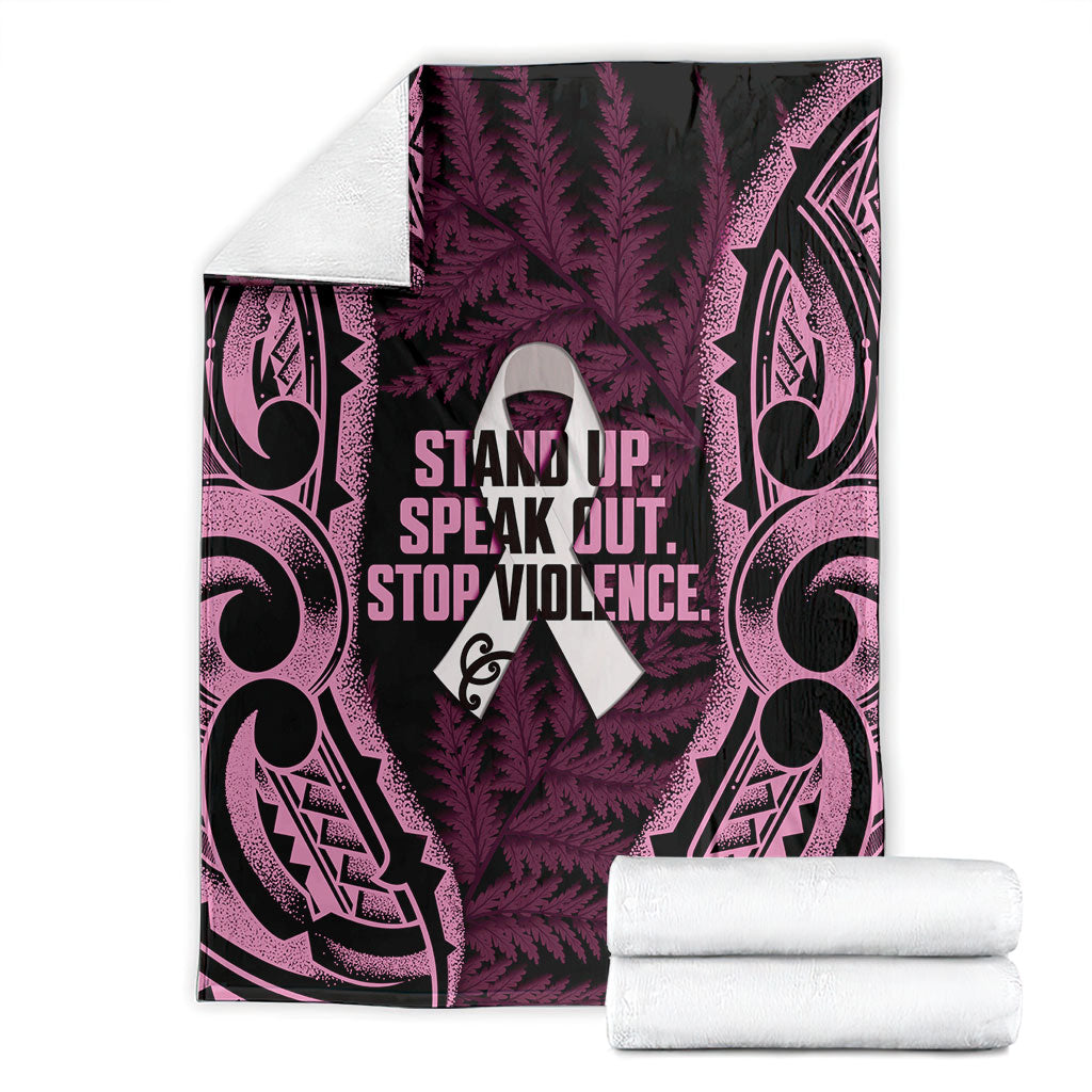 White Ribbon Day New Zealand Blanket Respect Women Maori Pattern Pink