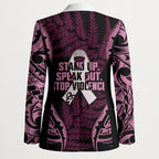 White Ribbon Day New Zealand Blazer Respect Women Maori Pattern Pink