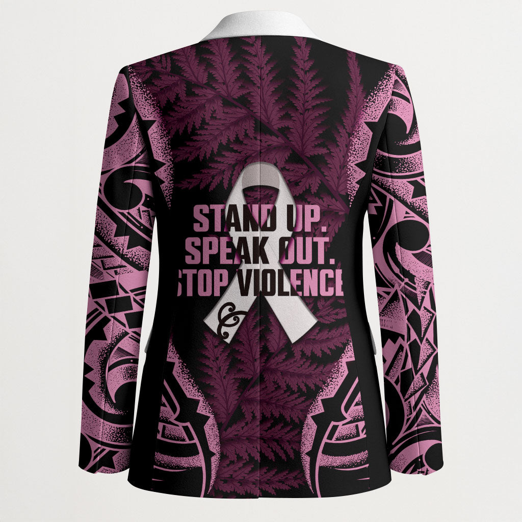 White Ribbon Day New Zealand Blazer Respect Women Maori Pattern Pink