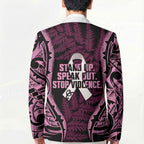 White Ribbon Day New Zealand Blazer Respect Women Maori Pattern Pink