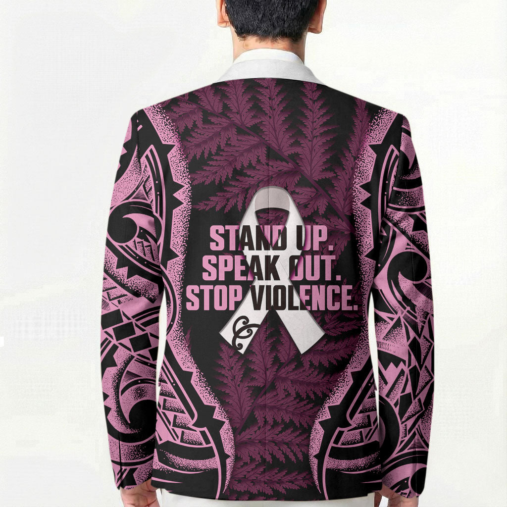 White Ribbon Day New Zealand Blazer Respect Women Maori Pattern Pink
