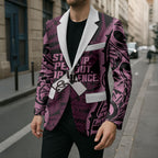 White Ribbon Day New Zealand Blazer Respect Women Maori Pattern Pink