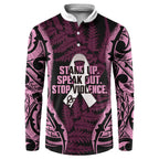 White Ribbon Day New Zealand Button Sweatshirt Respect Women Maori Pattern Pink