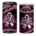 White Ribbon Day New Zealand 4 in 1 Can Cooler Tumbler Respect Women Maori Pattern Pink