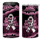 White Ribbon Day New Zealand 4 in 1 Can Cooler Tumbler Respect Women Maori Pattern Pink