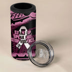 White Ribbon Day New Zealand 4 in 1 Can Cooler Tumbler Respect Women Maori Pattern Pink