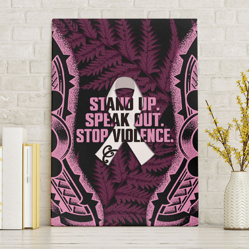 White Ribbon Day New Zealand Canvas Wall Art Respect Women Maori Pattern Pink