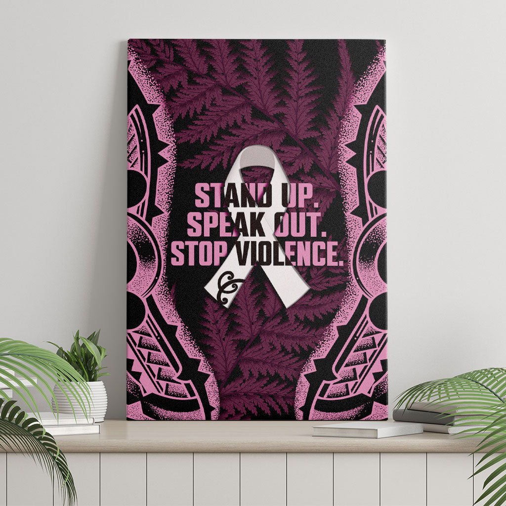 White Ribbon Day New Zealand Canvas Wall Art Respect Women Maori Pattern Pink