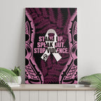 White Ribbon Day New Zealand Canvas Wall Art Respect Women Maori Pattern Pink