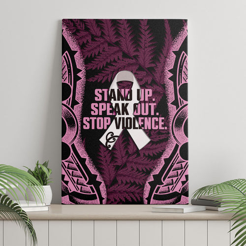White Ribbon Day New Zealand Canvas Wall Art Respect Women Maori Pattern Pink