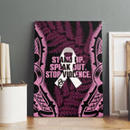 White Ribbon Day New Zealand Canvas Wall Art Respect Women Maori Pattern Pink