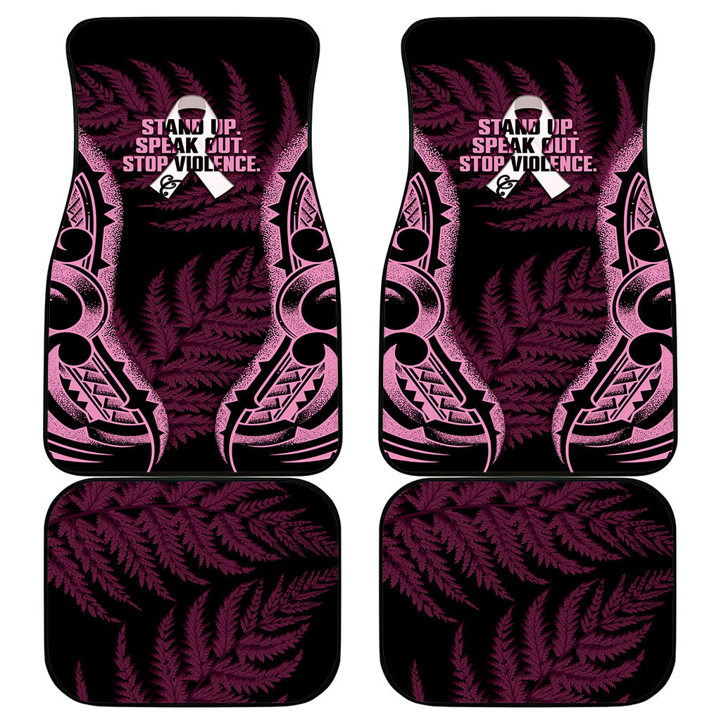 White Ribbon Day New Zealand Car Mats Respect Women Maori Pattern Pink
