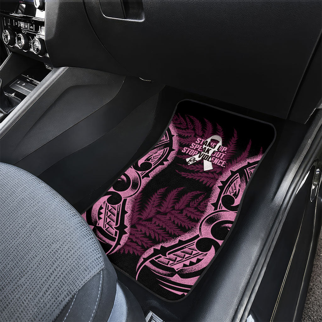 White Ribbon Day New Zealand Car Mats Respect Women Maori Pattern Pink