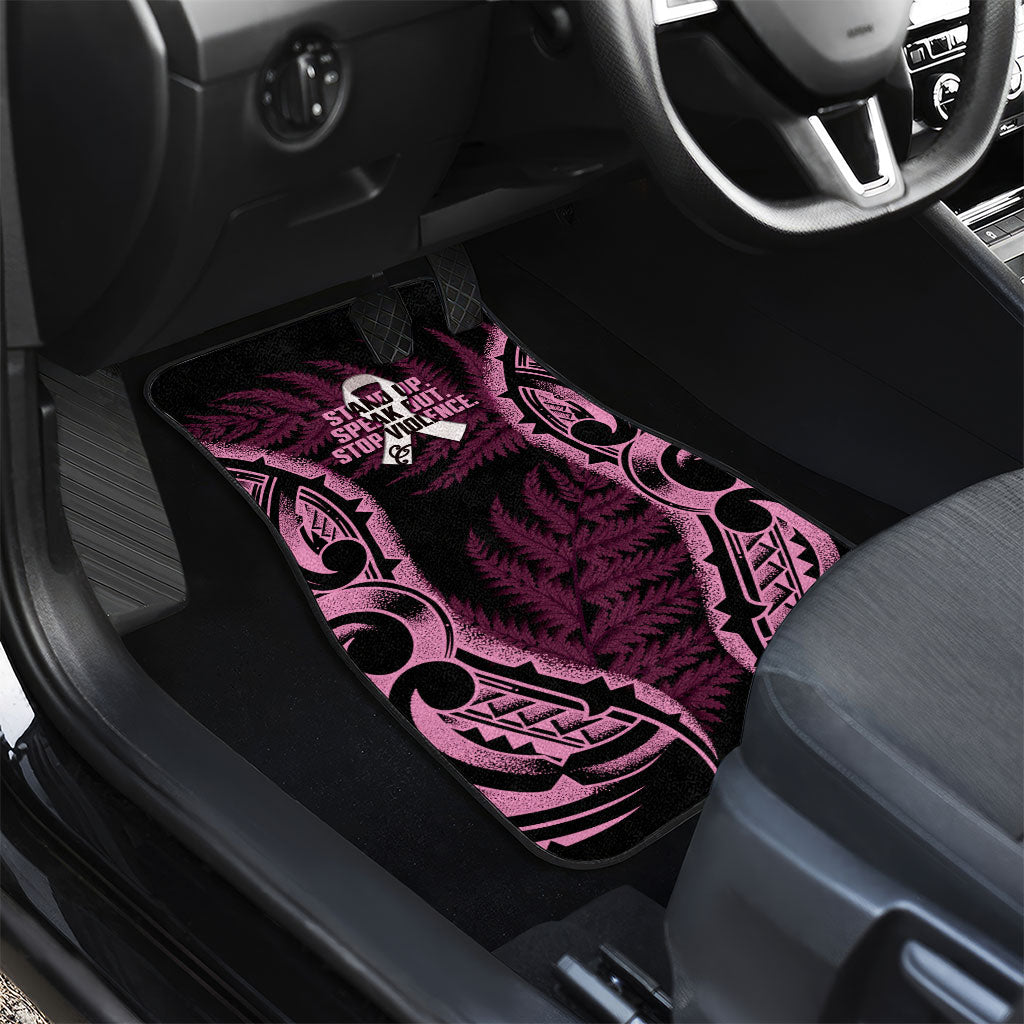 White Ribbon Day New Zealand Car Mats Respect Women Maori Pattern Pink