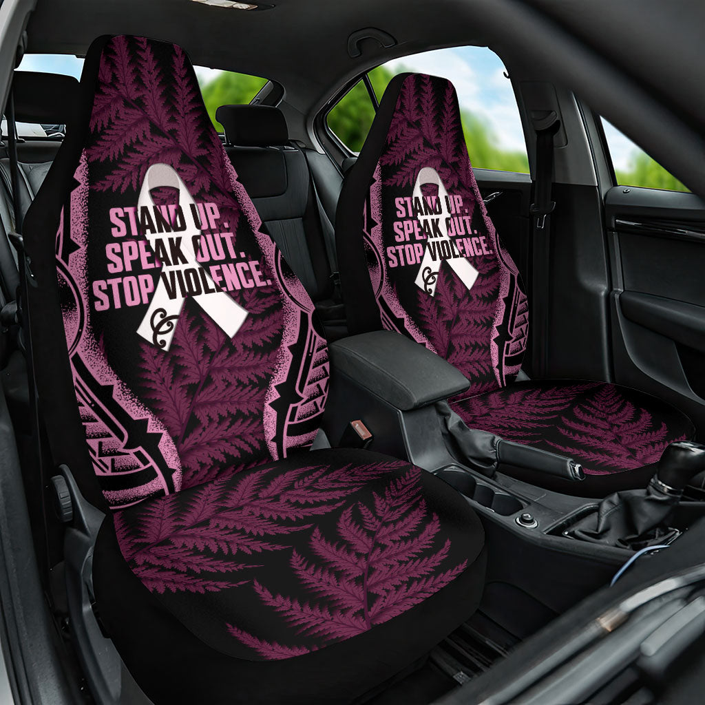 White Ribbon Day New Zealand Car Seat Cover Respect Women Maori Pattern Pink