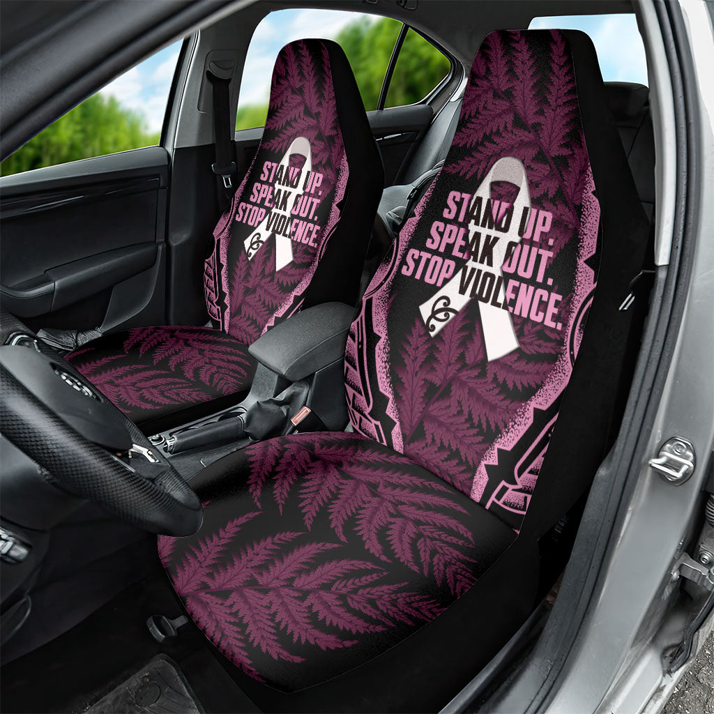 White Ribbon Day New Zealand Car Seat Cover Respect Women Maori Pattern Pink