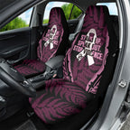 White Ribbon Day New Zealand Car Seat Cover Respect Women Maori Pattern Pink