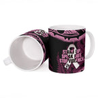 White Ribbon Day New Zealand Ceramic Mug Respect Women Maori Pattern Pink