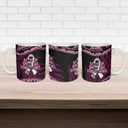 White Ribbon Day New Zealand Ceramic Mug Respect Women Maori Pattern Pink