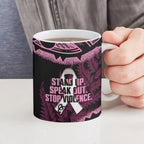 White Ribbon Day New Zealand Ceramic Mug Respect Women Maori Pattern Pink