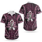 White Ribbon Day New Zealand Couples Matching Off The Shoulder Long Sleeve Dress and Hawaiian Shirt Respect Women Maori Pattern Pink