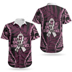 White Ribbon Day New Zealand Couples Matching Short Sleeve Bodycon Dress and Hawaiian Shirt Respect Women Maori Pattern Pink