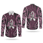 White Ribbon Day New Zealand Couples Matching Short Sleeve Bodycon Dress and Long Sleeve Button Shirt Respect Women Maori Pattern Pink