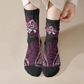 White Ribbon Day New Zealand Crew Socks Respect Women Maori Pattern Pink