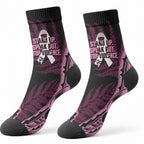 White Ribbon Day New Zealand Crew Socks Respect Women Maori Pattern Pink